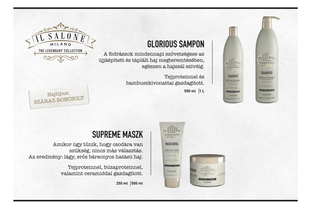 Il Salone Milano Glorius sampon száraz roncsolt hajra 1000ml Il Salone Milano Glorius sampon száraz roncsolt hajra 1000ml